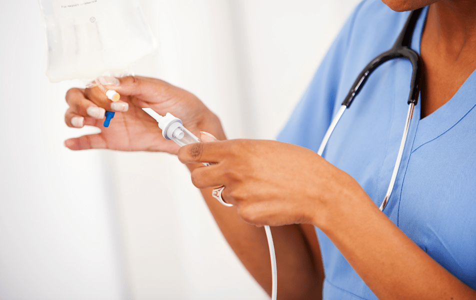 Nurse preparing IV